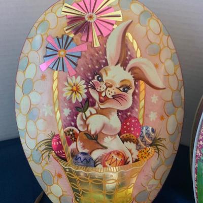 Vintage Easter Lot Baret Made in England Tins + Eggs