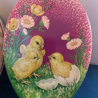 Vintage Easter Lot Baret Made in England Tins + Eggs