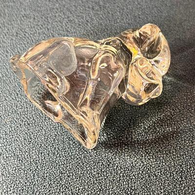 OLD FASHIONED CLEAR MOLDED GLASS DOG SHAPED CANDY HOLDER 
