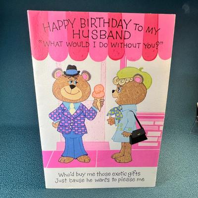VINTAGE LARGE MULTI-PAGE "TO MY HUSBAND" BIRTHDAY CARD WITH ENVELOPE
