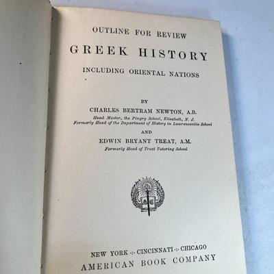 "OUTLINE FOR REVIEW: GREEK HISTORY" BOOK c. 1931