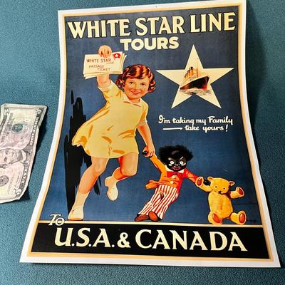 WHITE STAR LINE TOURS VINTAGE ADVERTISING POSTER