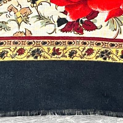 PRETTY PAISLEY SCARF, BLACK SELF-FRINGE BORDER