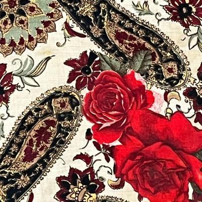 PRETTY PAISLEY SCARF, BLACK SELF-FRINGE BORDER