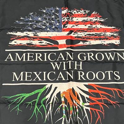 FLAG "AMERICAN GROWN WITH MEXICAN ROOTS" 