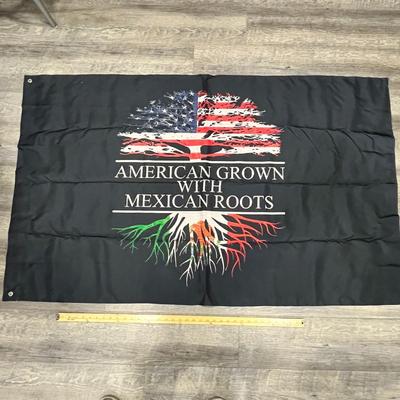 FLAG "AMERICAN GROWN WITH MEXICAN ROOTS" 