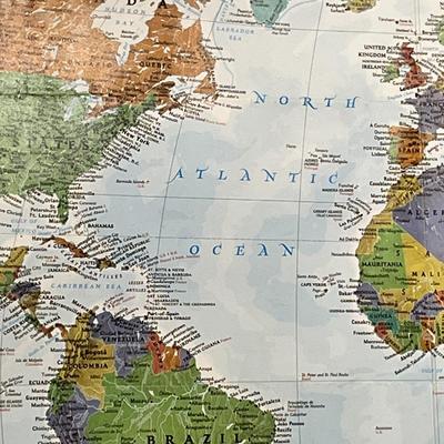 2-SIDED NATIONAL GEOGRAPHIC WORLD MAP, SATELITE VIEW-ONE SIDE, COUNTRIES-OTHER