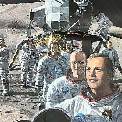 NASA APOLLO PROGRAM 2-SIDED POSTER, ASTRONAUTS-ONE SIDE, MOON-OTHER