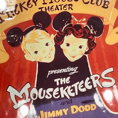 FRAMED "MICKEY MOUSE CLUB THEATER" POSTER w/AUTOGRAPHED MOUSKETEER PHOTO 
