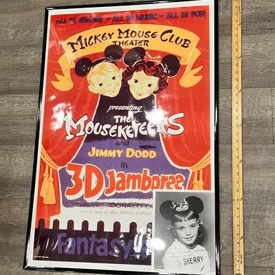 FRAMED "MICKEY MOUSE CLUB THEATER" POSTER w/AUTOGRAPHED MOUSKETEER PHOTO 