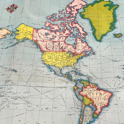 RAND MCNALLY "COSMOPOLITAN WORLD" MAP circa 1950's