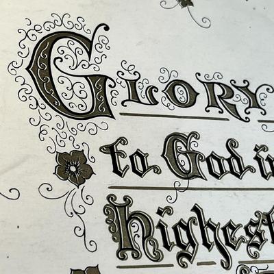 LUKE 2:14 QUOTE WITH FANCY GOLD SCROLL BORDER PAPER POSTER- READY FOR FRAMING OR ?