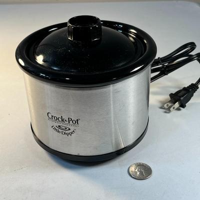 CROCKPOT "LITTLE DIPPER" SMALL CROCKPOT, BLACK AND BRUSHED STAINLESS STEEL
