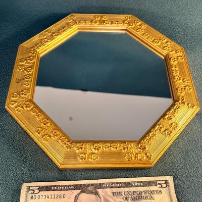 SMALL FANCY GOLD OCTAGONAL FRAMED MIRROR