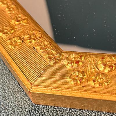 SMALL FANCY GOLD OCTAGONAL FRAMED MIRROR