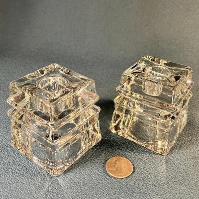 2-IN-1 CLASSY CLEAR GLASS CANDLE HOLDER/VOTIVE CANDLE HOLDER PAIR by AVON