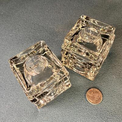 2-IN-1 CLASSY CLEAR GLASS CANDLE HOLDER/VOTIVE CANDLE HOLDER PAIR by AVON