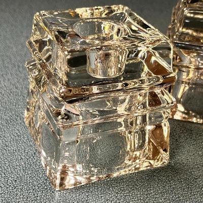 2-IN-1 CLASSY CLEAR GLASS CANDLE HOLDER/VOTIVE CANDLE HOLDER PAIR by AVON