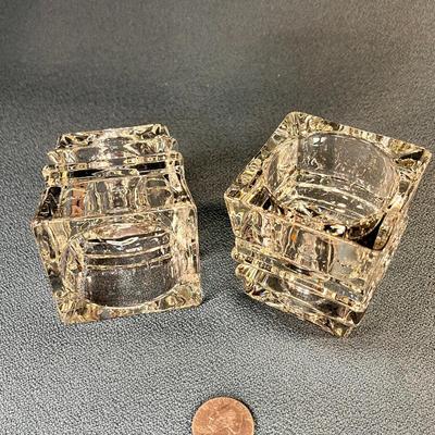 2-IN-1 CLASSY CLEAR GLASS CANDLE HOLDER/VOTIVE CANDLE HOLDER PAIR by AVON