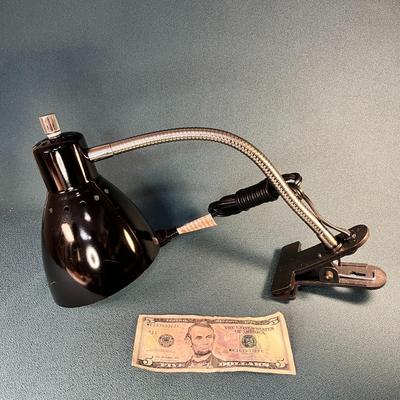 BLACK CLIP-ON FLEXIBLE ARM TASK LAMP