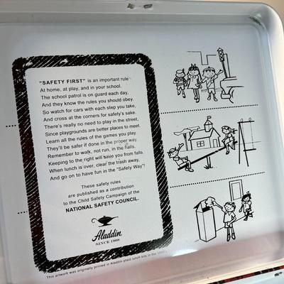 RED PLAID METAL ALADDIN LUNCH BOX