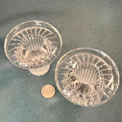 CLEAR CRYSTAL FLUTED CANDLE HOLDER PAIR