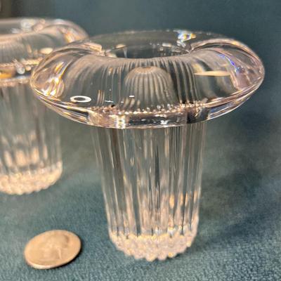 CLEAR CRYSTAL FLUTED CANDLE HOLDER PAIR