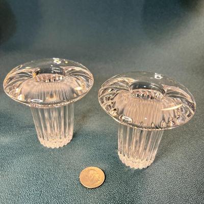 CLEAR CRYSTAL FLUTED CANDLE HOLDER PAIR