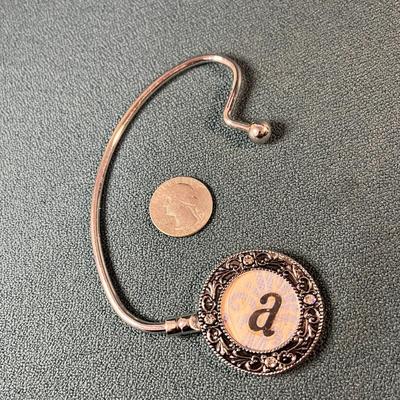GLITZY RHINESTONE TABLE PURSE HOOK by GANZ  INITIAL "A"