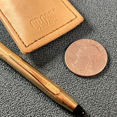 VINTAGE CROSS MECHANICAL PENCIL WITH WHITE LEATHER EMBOSSED HOLDER