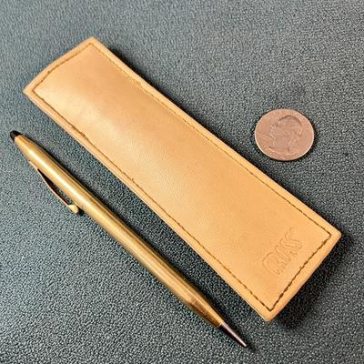 VINTAGE CROSS MECHANICAL PENCIL WITH WHITE LEATHER EMBOSSED HOLDER