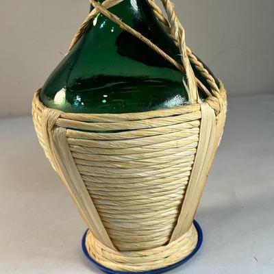 CHIANTI WINE BOTTLE WITH RUSH WRAPPING AND FANCY LABELS