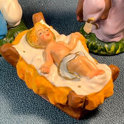 VINTAGE CERAMIC HOLY FAMILY NATIVITY FIGURINE SET  MADE IN ITALY