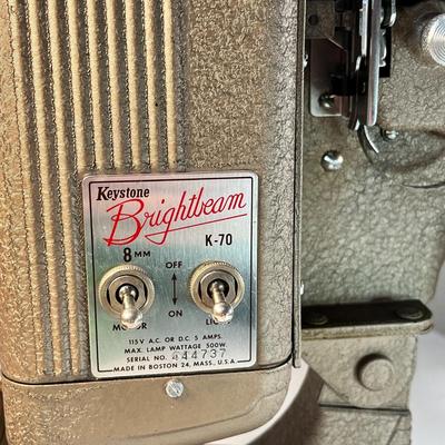 "BRIGHTBEAM" VINTAGE 8MM MOVIE PROJECTOR by KEYSTONE w/ FILM LOADED IN IT