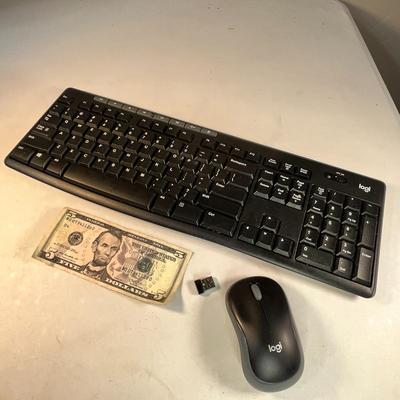 BLACK WIRELESS COMPUTER MOUSE AND KEYBOARD by LOGI, WITH USB RECEIVER