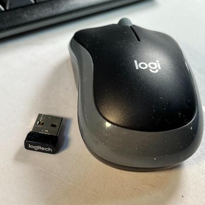BLACK WIRELESS COMPUTER MOUSE AND KEYBOARD by LOGI, WITH USB RECEIVER