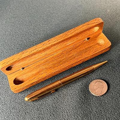 VINTAGE NIDORGRAPH U.S.A. GOLDTONE MECHANICAL PENCIL IN WOOD CASE