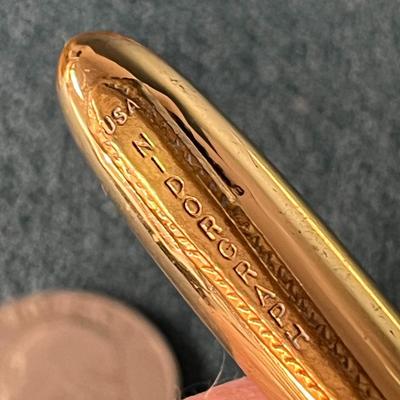 VINTAGE NIDORGRAPH U.S.A. GOLDTONE MECHANICAL PENCIL IN WOOD CASE