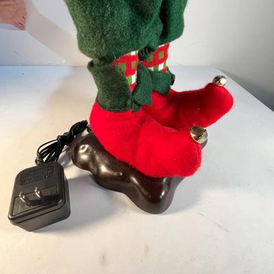 ANIMATED CHRISTMAS ELF FIGURE WITH TOOLS- MOVES SIDE TO SIDE AND "SAWS" WOOD 