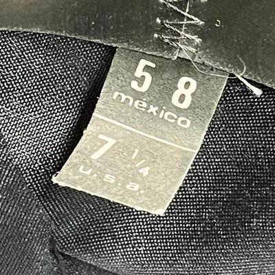 BLACK FELT COWBOY HAT WITH BLACK & GOLD BAND  SIZE 7-1/4  MADE IN MEXICO