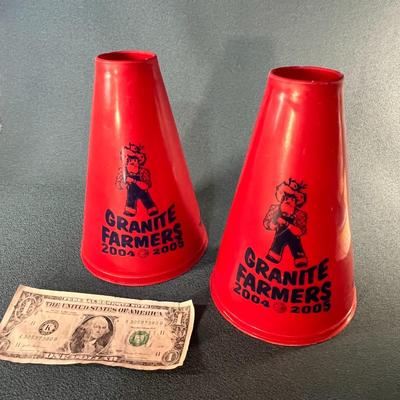 PAIR OF GRANITE FARMERS CHEERLEADER MEGAPHONES