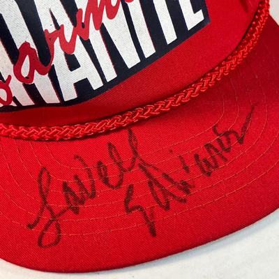 LAVELL EDWARDS SIGNED GRANITE FARMERS BALL CAP  RECRUITING TRIP?