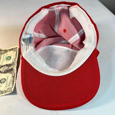 LAVELL EDWARDS SIGNED GRANITE FARMERS BALL CAP  RECRUITING TRIP?