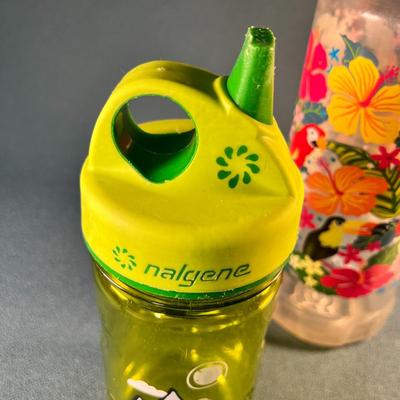 PAIR OF COLORFUL WATER BOTTLES: NALGENE AND COOL GEAR  ONE IS SIPPY CUP STYLE