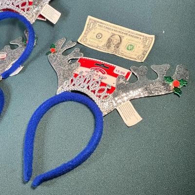 SET OF 3 SPARKLY REINDEER HEADBANDS NEW IN PACKAGE