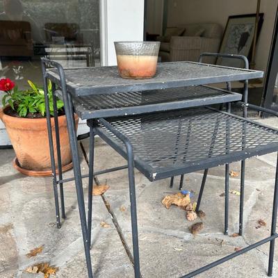 Outdoor patio furniture wrought iron nesting tables set of 3