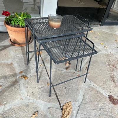 Outdoor patio furniture wrought iron nesting tables set of 3