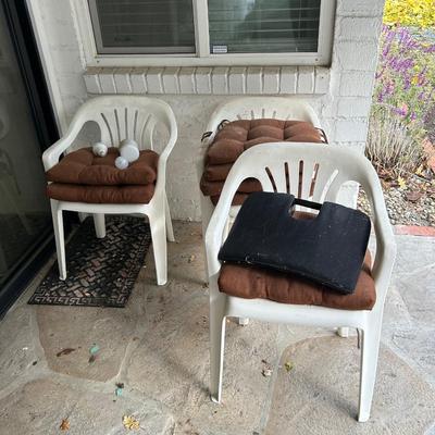 For outdoor patio furniture, chairs, white plastic, heavy duty