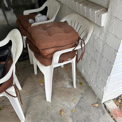 For outdoor patio furniture, chairs, white plastic, heavy duty