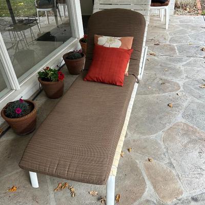 Outdoor patio lounge chair with cushion as seen